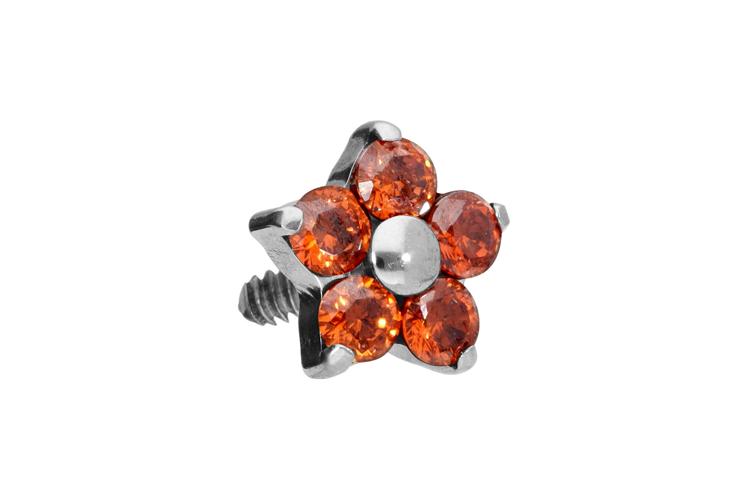 Titan Schraubaufsatz mit Außengewinde KRISTALLBLUME von Piercingline